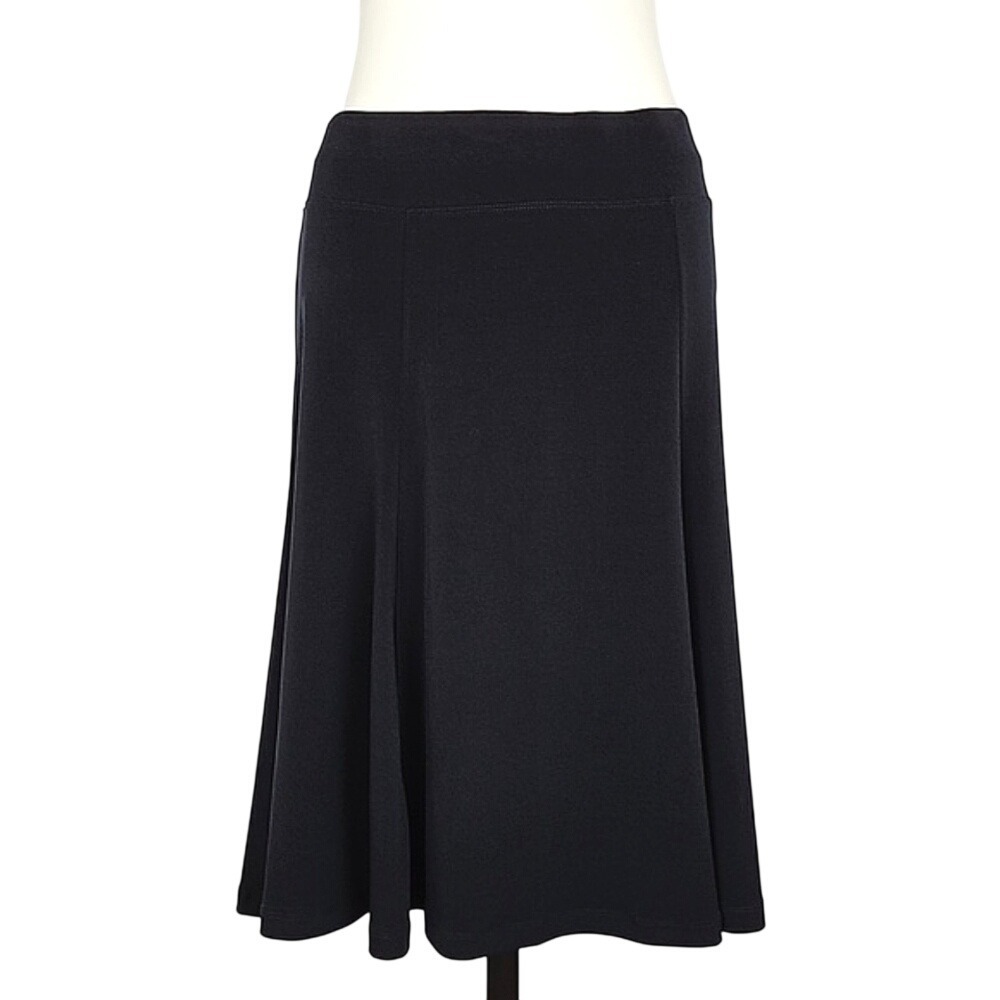 Jockey Women's Black A-Line Flare Midi Skirt Flowy Lightweight Stretch M